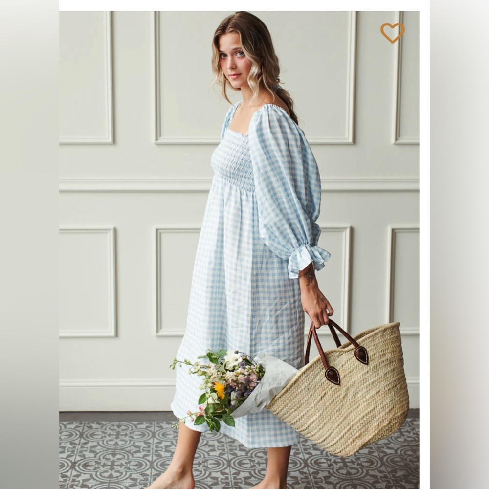 SLEEPER Atlanta Linen Dress  Blue Vichy Size XL